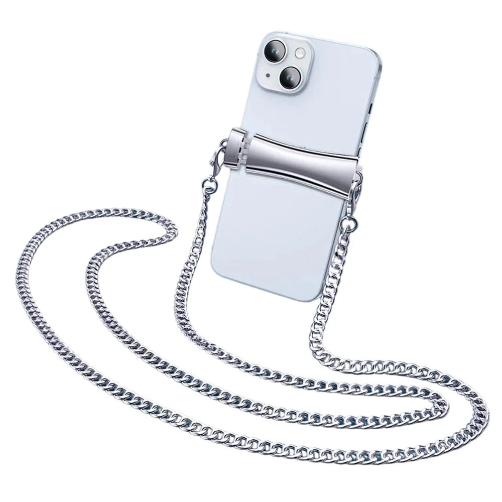 CT-61 120cm Phone Chain with Clamp Metal Anti-Scratch Crossbody Lanyard Strap - Silver - 1