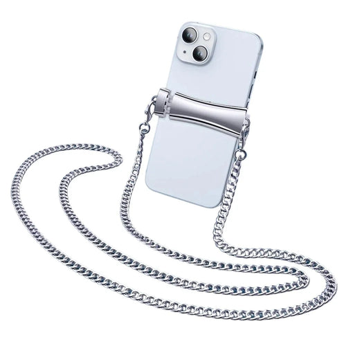 CT-61 120cm Phone Chain with Clamp Metal Anti-Scratch Crossbody Lanyard Strap - Silver - 1