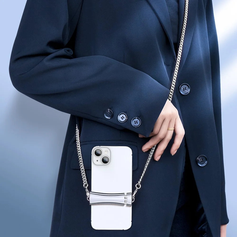 CT-61 120cm Phone Chain with Clamp Metal Anti-Scratch Crossbody Lanyard Strap - Silver - 2