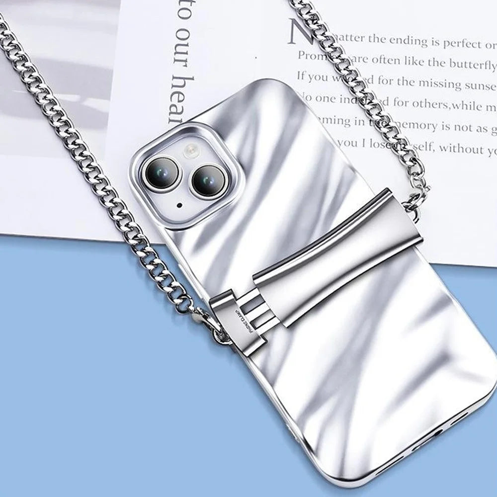 CT-61 120cm Phone Chain with Clamp Metal Anti-Scratch Crossbody Lanyard Strap - Silver - 3