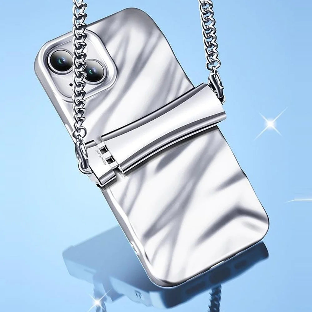 CT-61 120cm Phone Chain with Clamp Metal Anti-Scratch Crossbody Lanyard Strap - Silver - 6