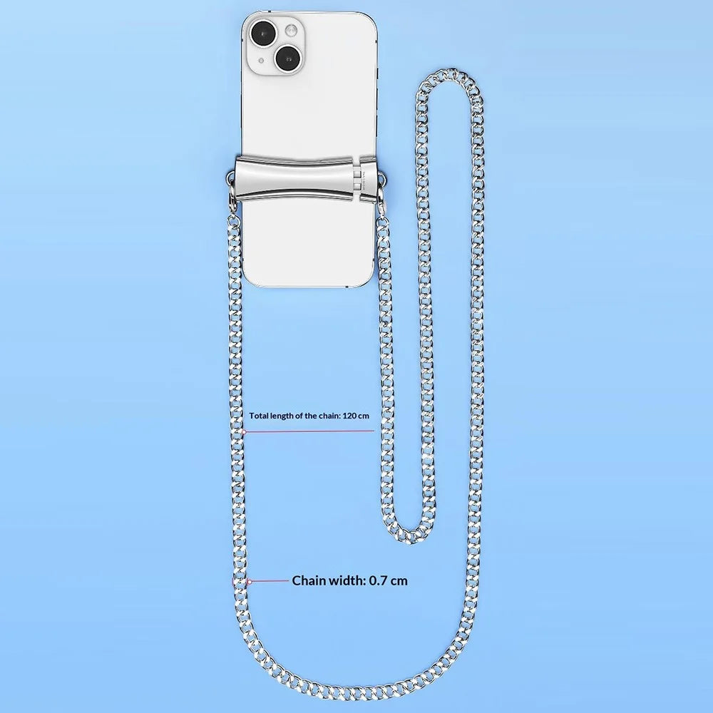 CT-61 120cm Phone Chain with Clamp Metal Anti-Scratch Crossbody Lanyard Strap - Silver - 7