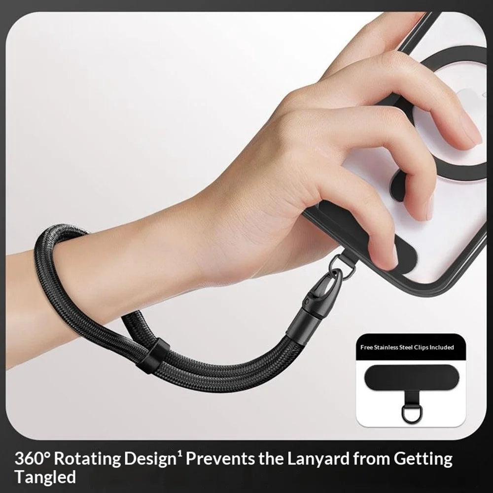 CT-69 32cm Adjustable Phone Lanyard Polyester Rope Self-Locking Anti-Loss Wrist Strap, Diameter: 7mm - Black - 2