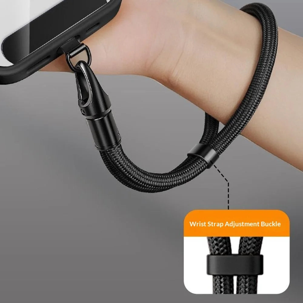 CT-69 32cm Adjustable Phone Lanyard Polyester Rope Self-Locking Anti-Loss Wrist Strap, Diameter: 7mm - Black - 4
