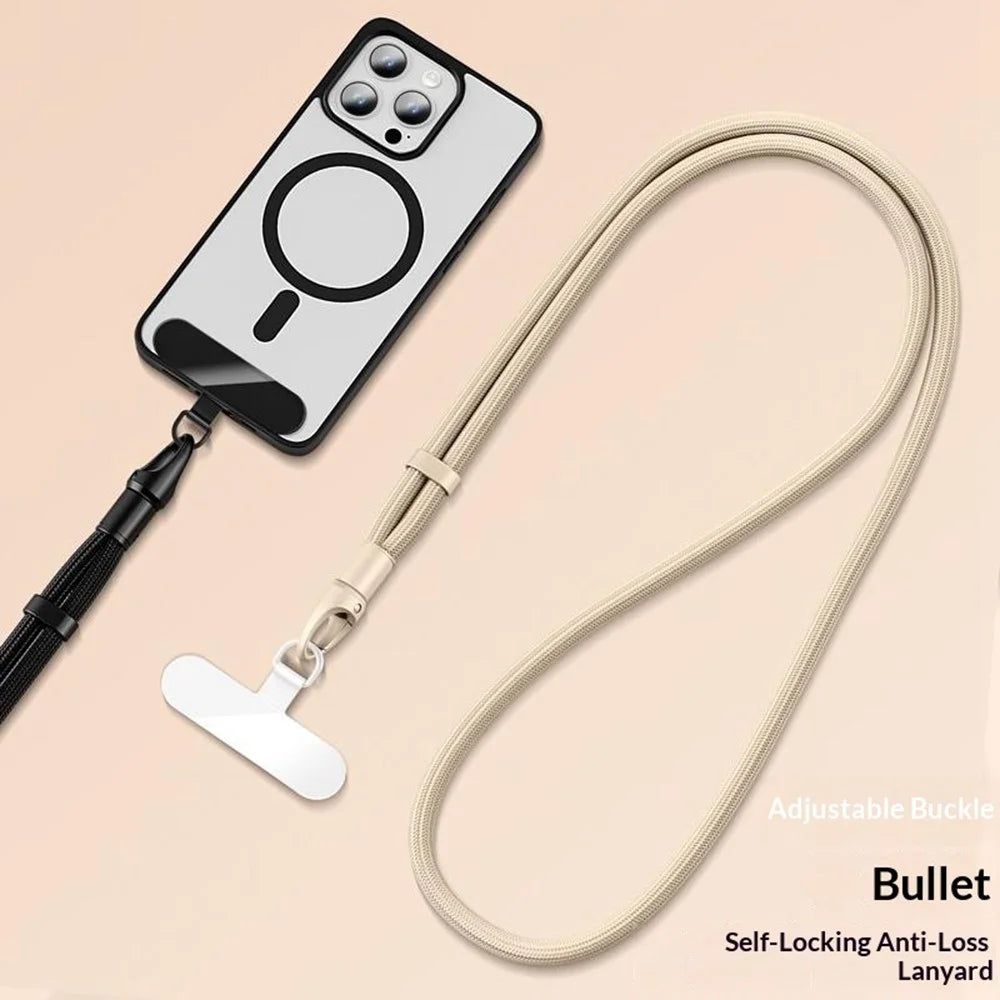CT-69 86cm Neck Lanyard Rope Zinc Alloy Buckle Self-Locking Anti-Loss Adjustable Strap, Diameter: 7mm - Black - 2