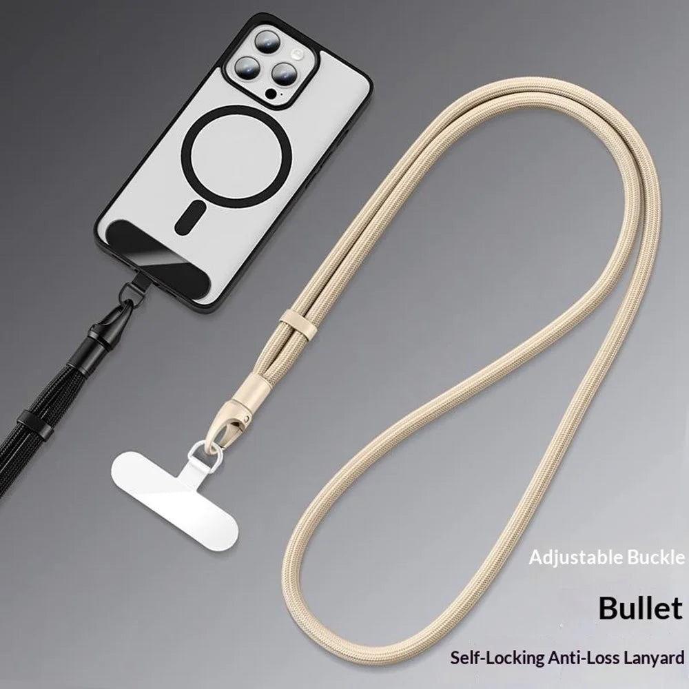 CT-69 86cm Neck Lanyard Rope Zinc Alloy Buckle Self-Locking Anti-Loss Adjustable Strap, Diameter: 7mm - Black - 3