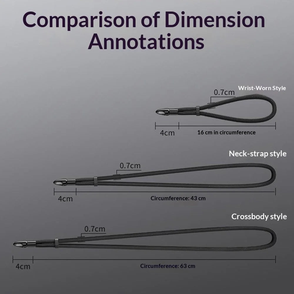 CT-69 86cm Neck Lanyard Rope Zinc Alloy Buckle Self-Locking Anti-Loss Adjustable Strap, Diameter: 7mm - Black - 7
