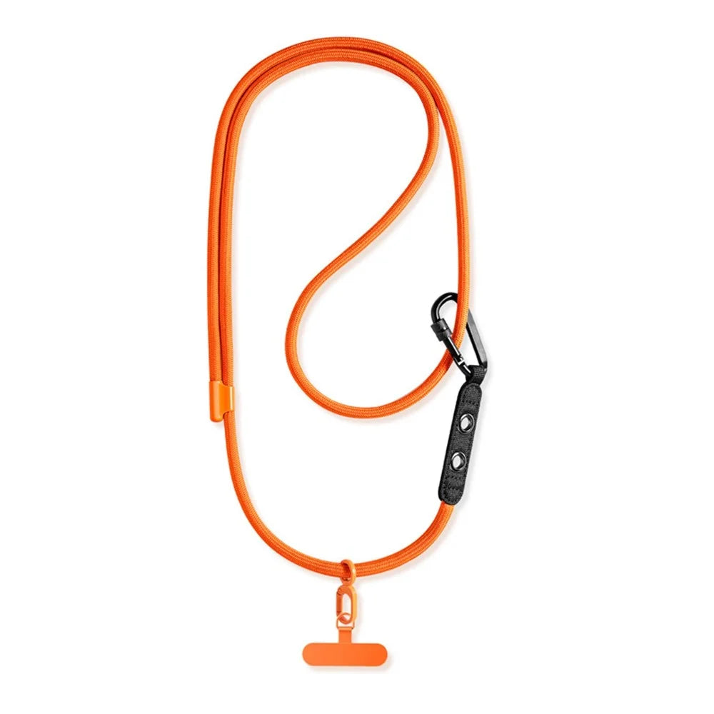 CT-84 160cm Phone Lanyard Anti-Drop Adjustable Polyester Strap with Tether Patch for Outdoor Hiking - Orange - 2