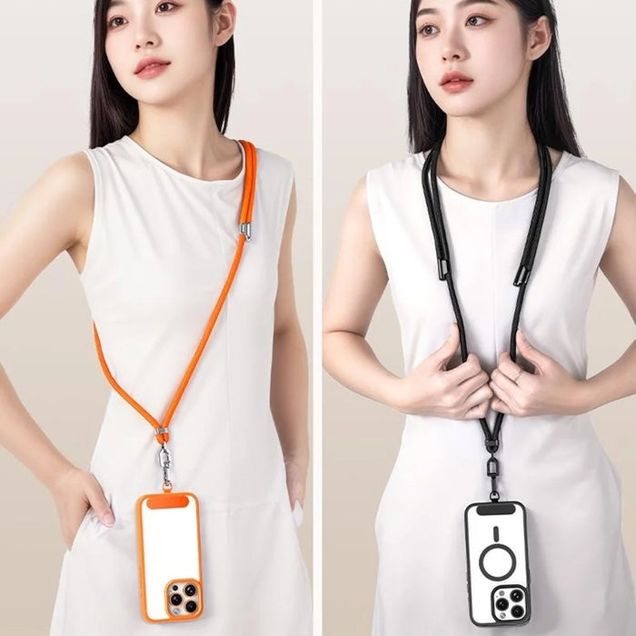 CT-88 150cm Cell Phone Lanyard Rotating Dual Lock  Adjustable Anti-Loss Rope with Stainless Steel Tether Patch, Diameter: 7mm - Black - 6