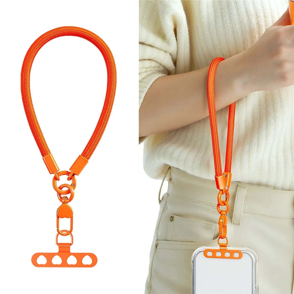 CT-91 30cm Phone Lanyard 360° Swivel Hand Strap Polyester Rope, Thickness: 7mm - Orange - 1