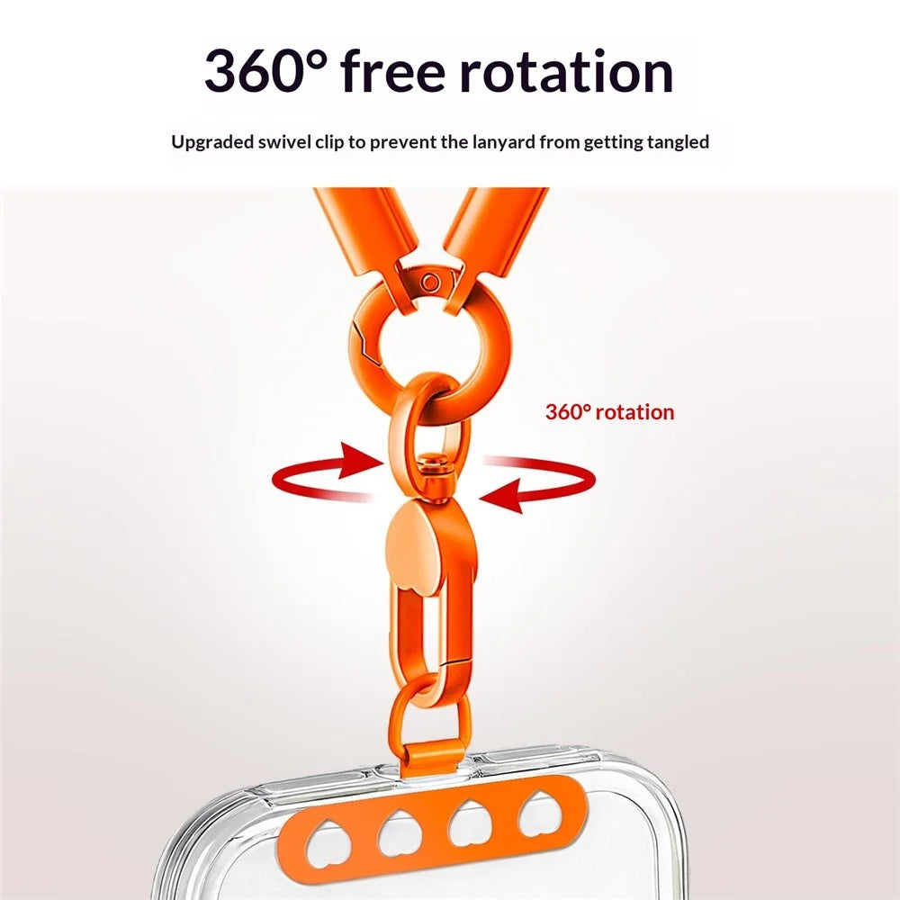 CT-91 30cm Phone Lanyard 360° Swivel Hand Strap Polyester Rope, Thickness: 7mm - Orange - 2