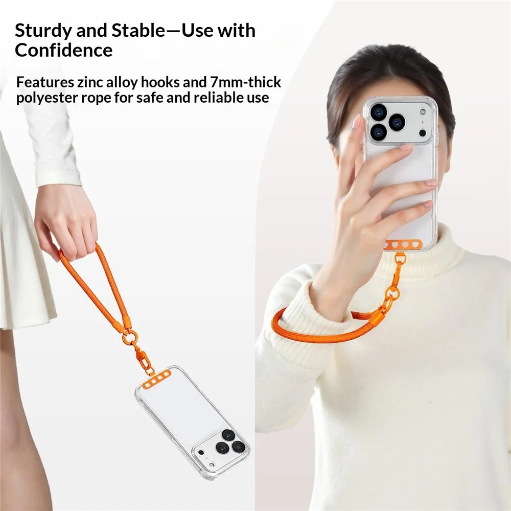 CT-91 30cm Phone Lanyard 360° Swivel Hand Strap Polyester Rope, Thickness: 7mm - Orange - 3