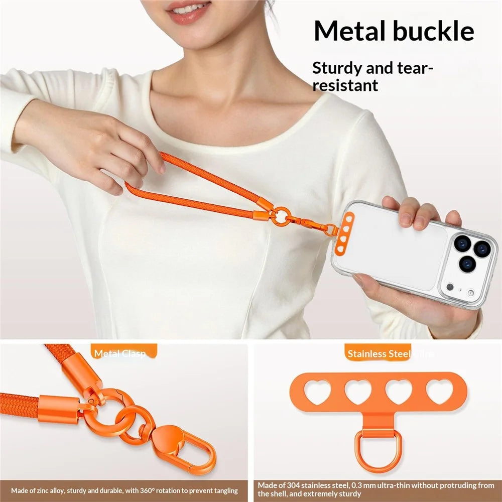CT-91 30cm Phone Lanyard 360° Swivel Hand Strap Polyester Rope, Thickness: 7mm - Orange - 4