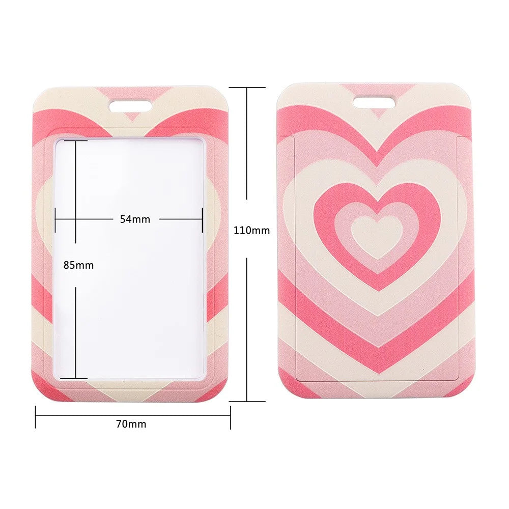 Universal Phone Lanyard Keychain with ID Badge Holder Heart Pattern Neck Strap for Student, Nurse, Teacher - AL896-1 - 2