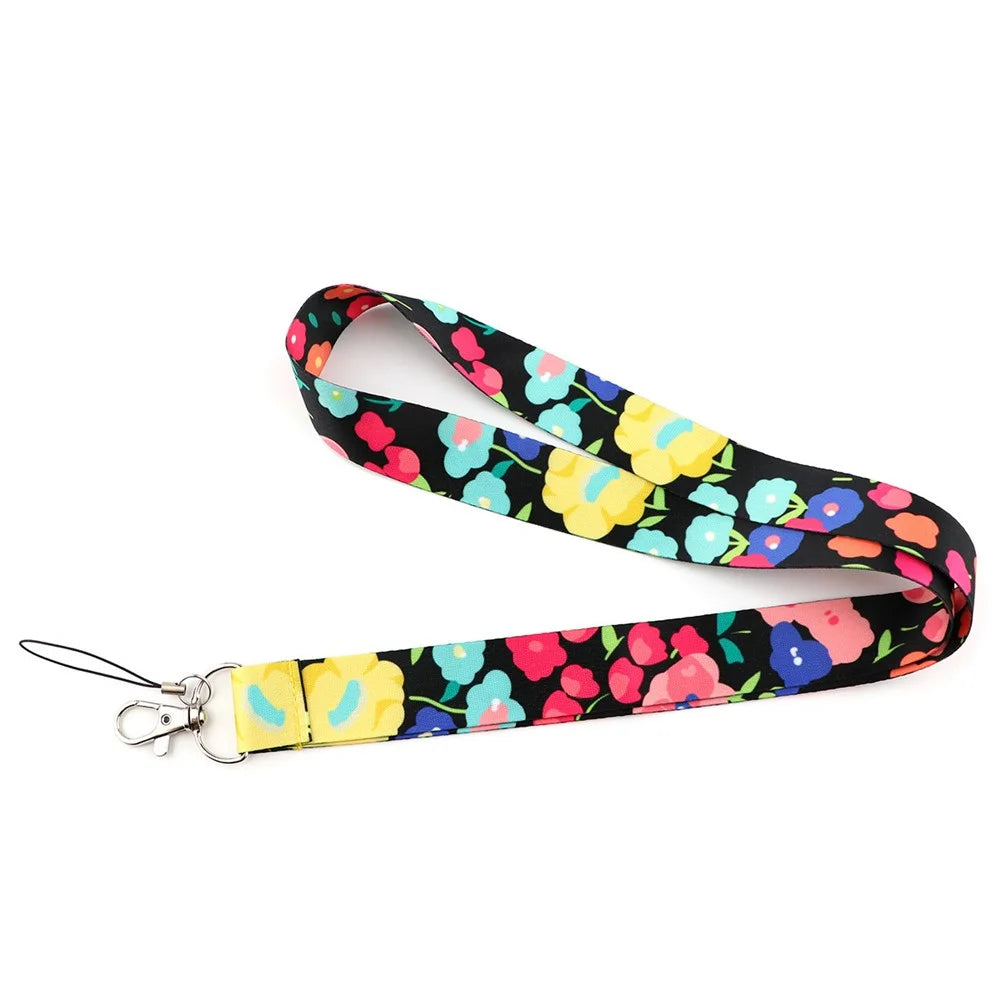 Flower Pattern Mobile Phone Nylon Anti-lost Lanyard Camera Cellphone Name Tag Neck Strap - AL908-2 - 2