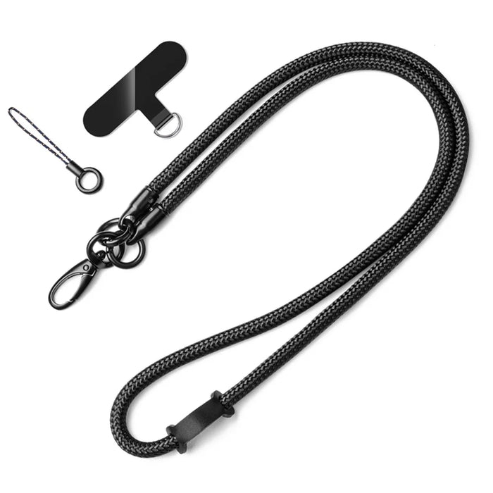 Neck-Mounted Phone Lanyard 3Pcs / Set Anti-Lost Cell Phone Nylon Hanging Rope with Strap, Plastic Tether Tab - Black - 1