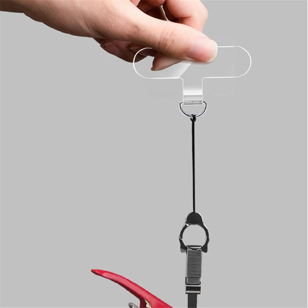 10Pcs / Pack Phone Lanyard Patch Universal Cell Phone TPU Tether Tabs Sticker with Anti-Lost Metal Ring for Phone Wrist Neck Strap - Transparent - 5
