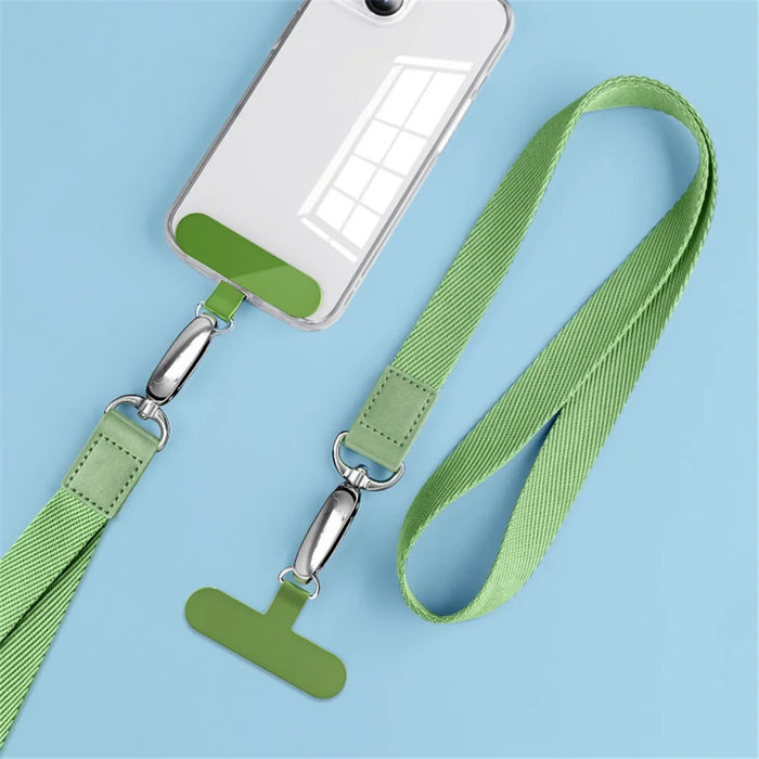 Neck-Mounted Phone Lanyard Anti-Lost Cell Phone Polyester Strap with Metal Buckle, PC Tether Tab - Matcha Green - 2