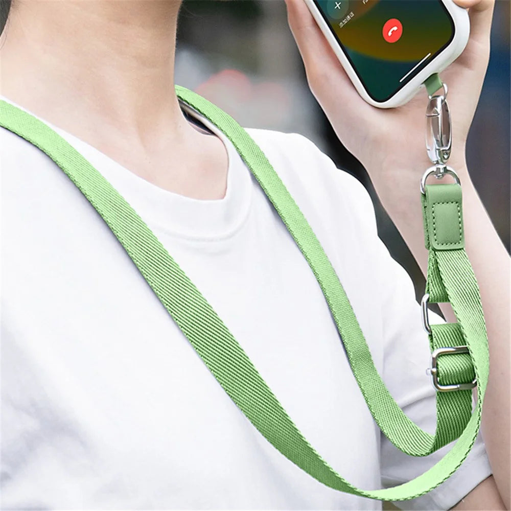 Anti-Lost Phone Lanyard with Metal Buckle, PC Tether Tab Adjustable Cell Phone Polyester Strap - Matcha Green - 3