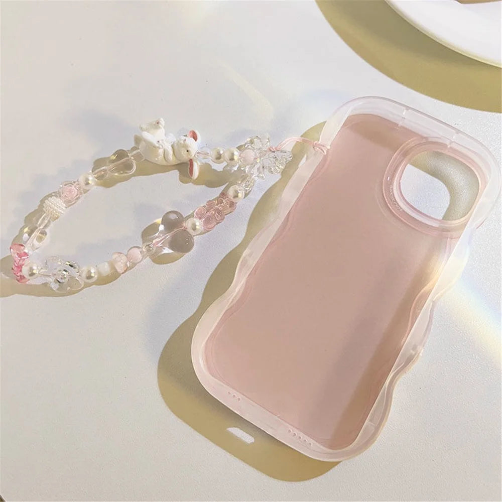 384 Cute Rabbit Decor Mobile Phone Lanyard Resin Keychain Cellphone Beads Wrist Strap for CCD Camera - 4