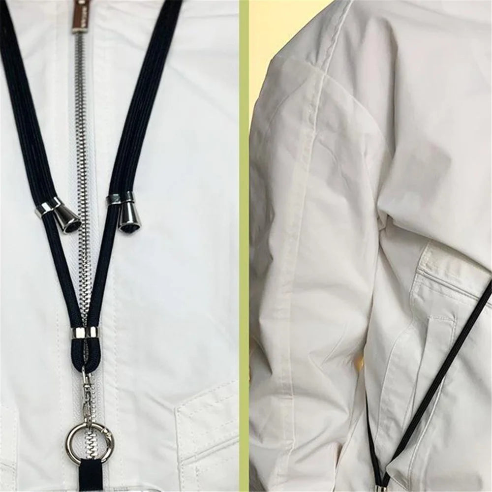 Polyester Phone Lanyard Adjustable 5mm Neck Strap Crossbody Cell Phone Strap with Patch - Black - 2