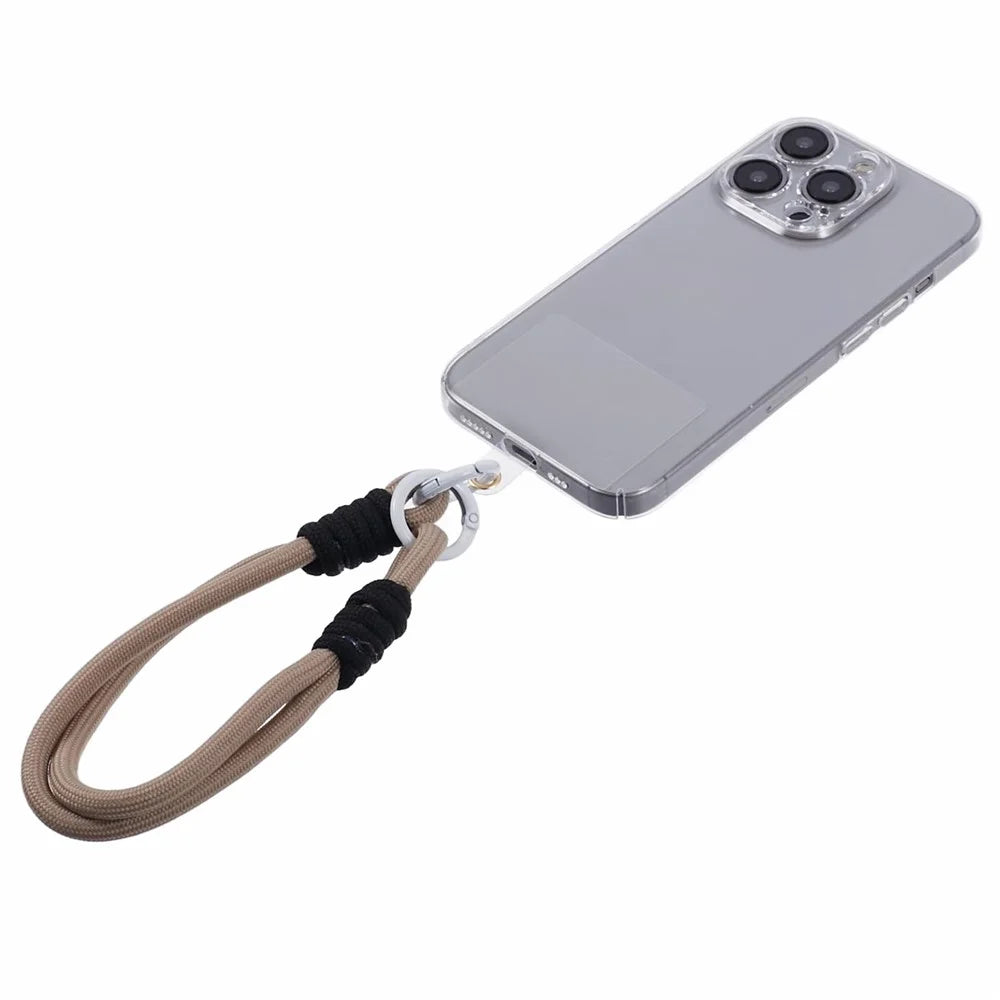A4 Universal Phone Wrist Strap Lanyard Cameras Keyring Holder Short Strap with Tether Tab - Brown+Black - 2