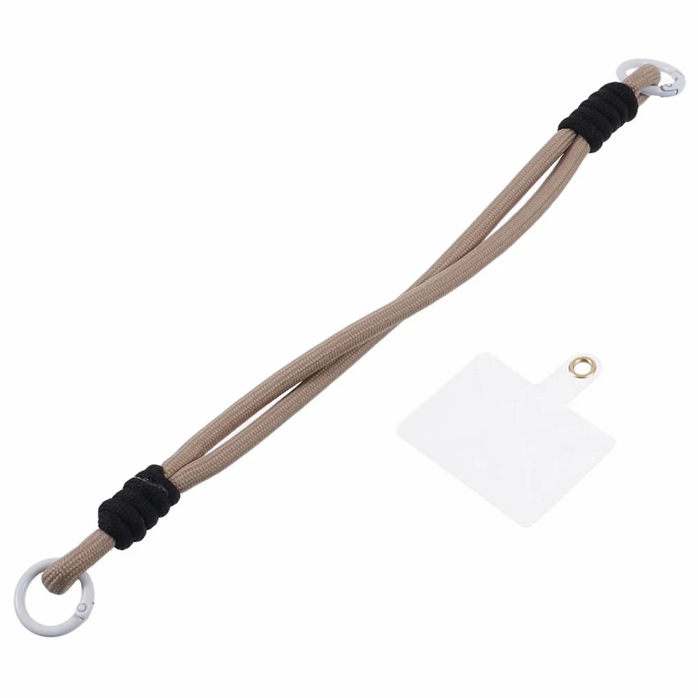A4 Universal Phone Wrist Strap Lanyard Cameras Keyring Holder Short Strap with Tether Tab - Brown+Black - 3