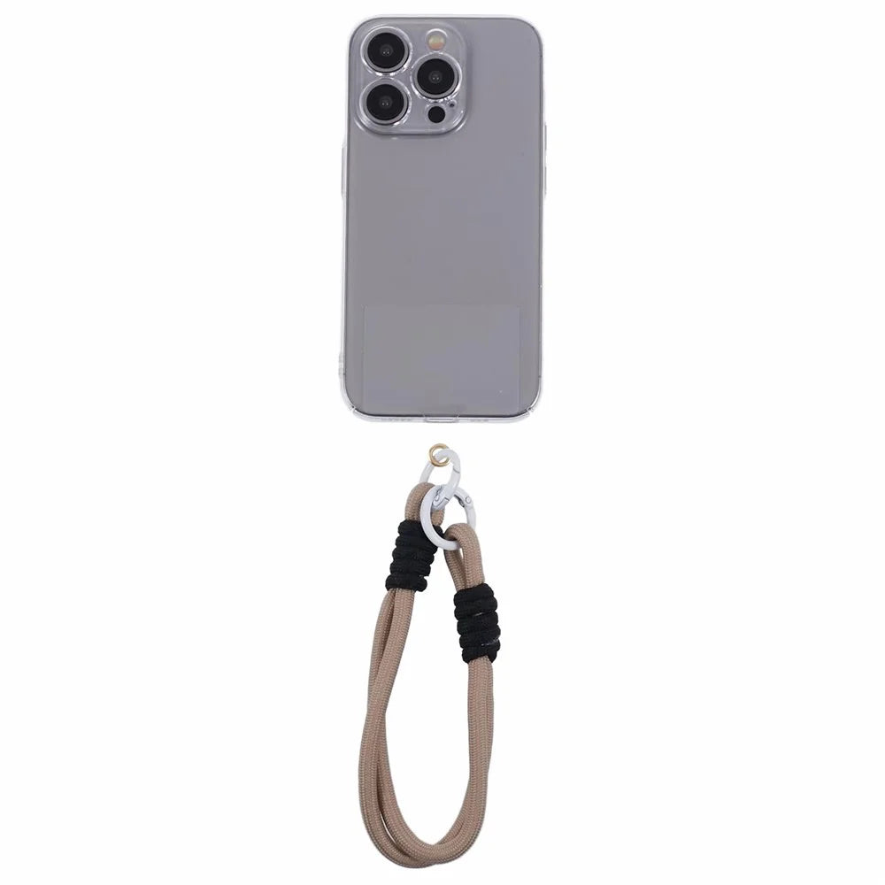 A4 Universal Phone Wrist Strap Lanyard Cameras Keyring Holder Short Strap with Tether Tab - Brown+Black - 4