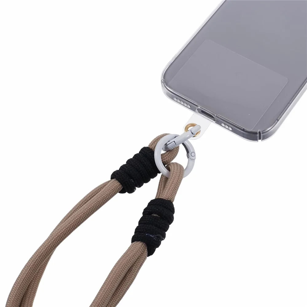 A4 Universal Phone Wrist Strap Lanyard Cameras Keyring Holder Short Strap with Tether Tab - Brown+Black - 5
