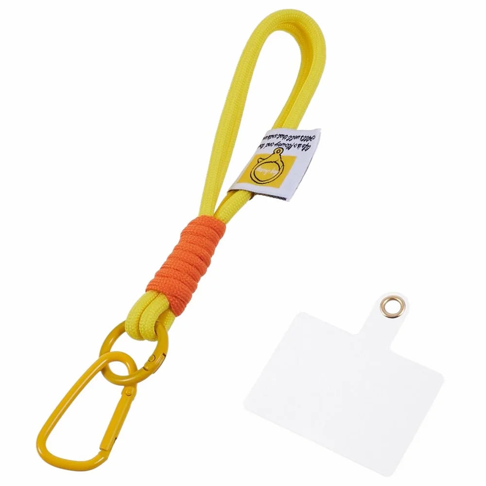 A2 Universal Short Phone Lanyard Carabiner Keyring Camera Wrist Strap Rope with Tether Tab - Yellow - 1