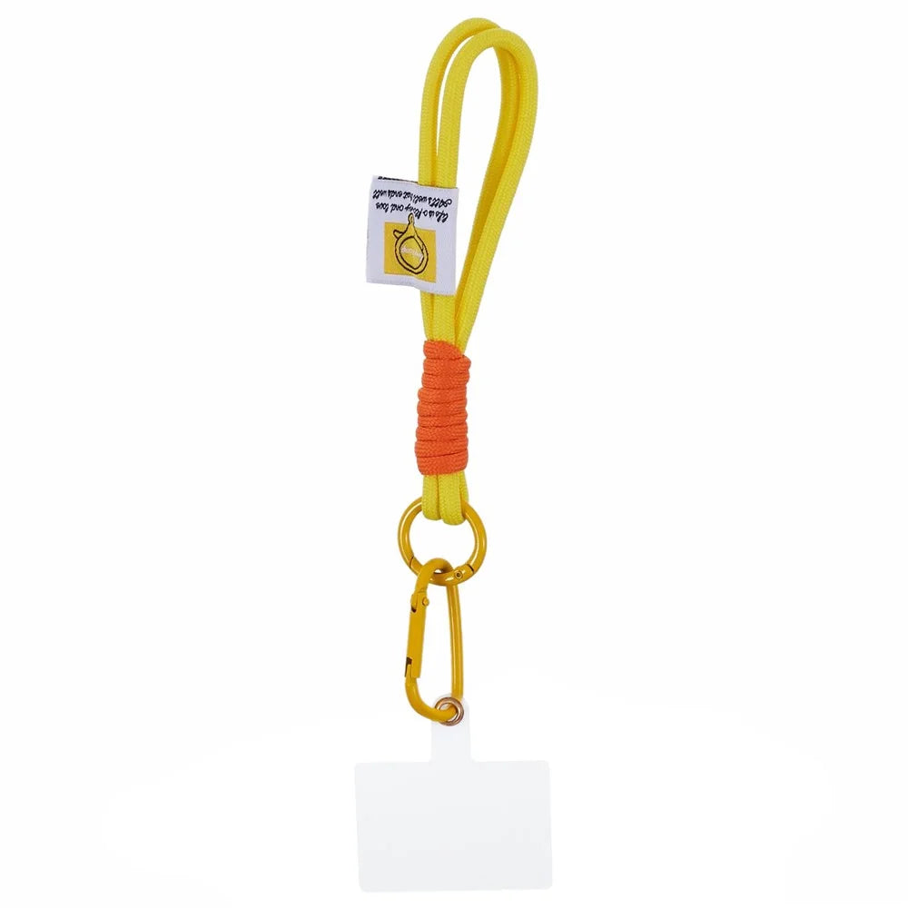 A2 Universal Short Phone Lanyard Carabiner Keyring Camera Wrist Strap Rope with Tether Tab - Yellow - 3
