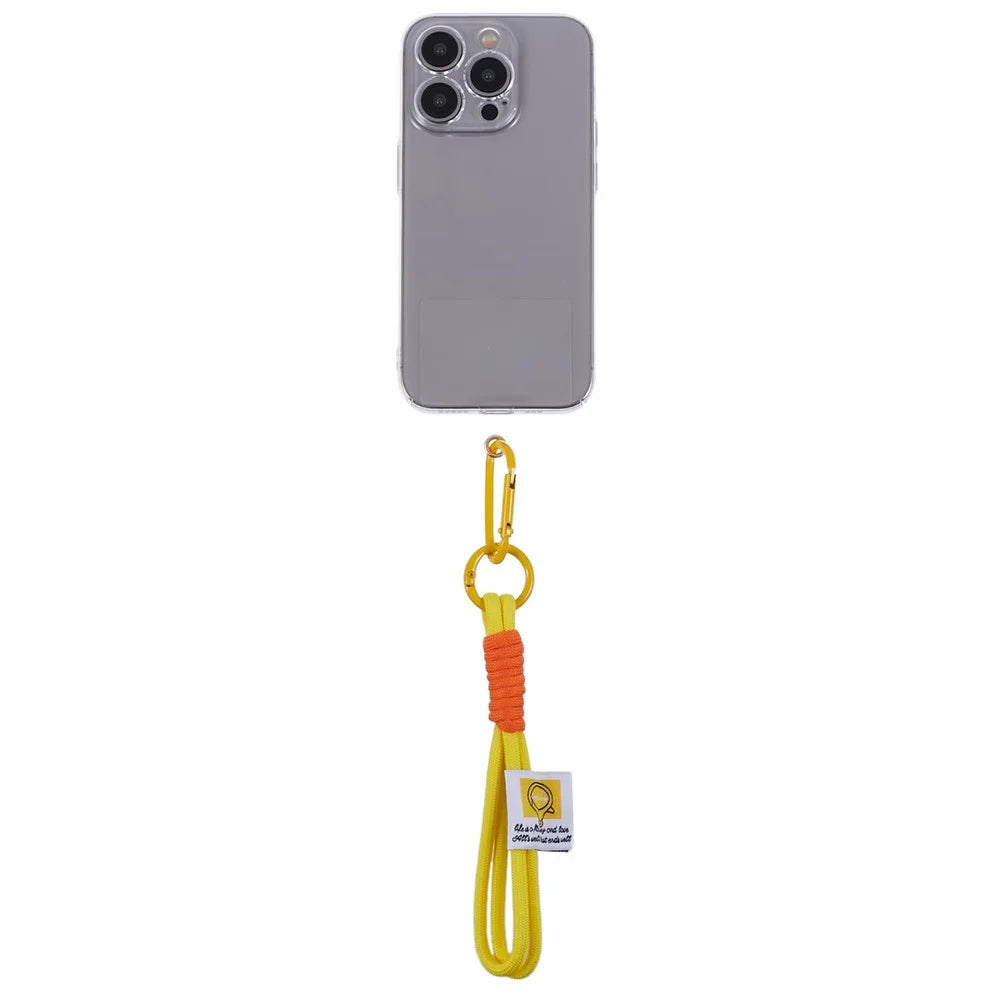 A2 Universal Short Phone Lanyard Carabiner Keyring Camera Wrist Strap Rope with Tether Tab - Yellow - 4