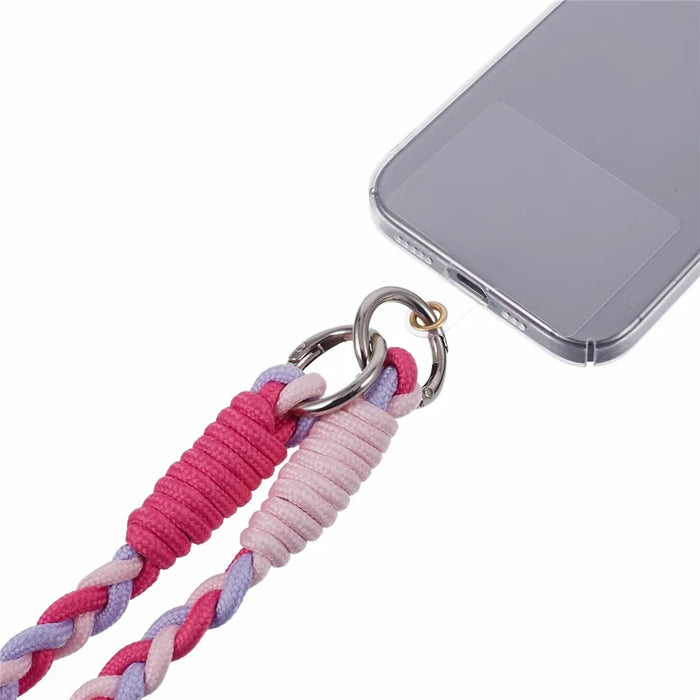 A5 Style 60cm Phone Crossbody Lanyard Weaving Polyester Shoulder Strap Phone Charms with Patch - Rose Purple - 6