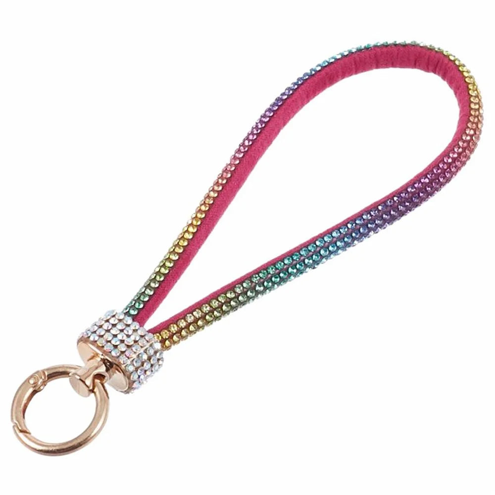 A12 Style Phone Wrist Strap Rhinestone Decor Bling Wristlet Key Chain with Patch - Multi-color - 5