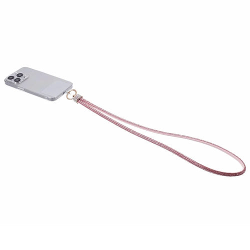 A11 Style 80cm Phone Lanyard Rhinestone Decor Bling Neck Lanyard with Patch - Rose Gold - 1