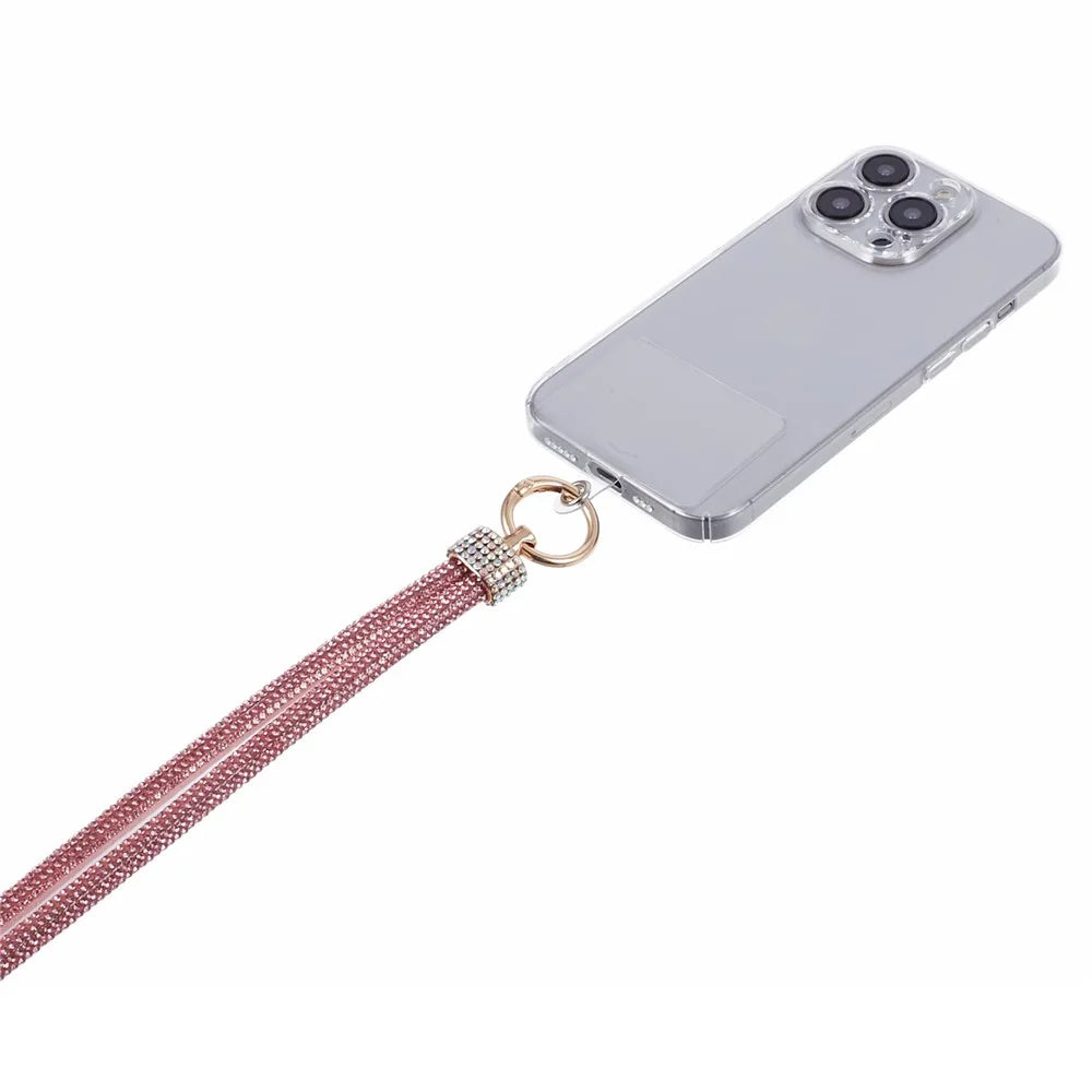 A11 Style 80cm Phone Lanyard Rhinestone Decor Bling Neck Lanyard with Patch - Rose Gold - 4