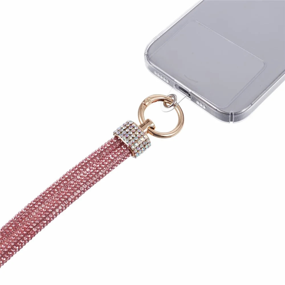 A11 Style 80cm Phone Lanyard Rhinestone Decor Bling Neck Lanyard with Patch - Rose Gold - 5