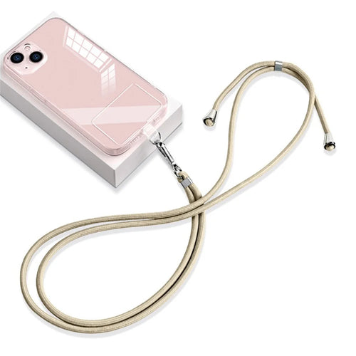 6mm Nylon Phone Lanyard Crossbody Adjustable Cell Phone Neck Shoulder Strap with Pad - Camel - 1