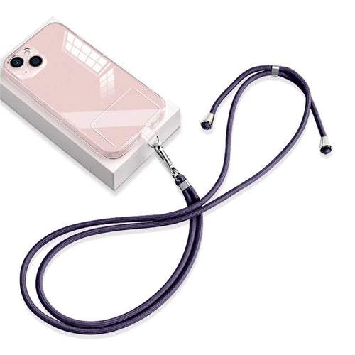 Universal Phone Lanyard 6mm Nylon Adjustable Phone Neck Strap with Pad - Deep Purple - 1