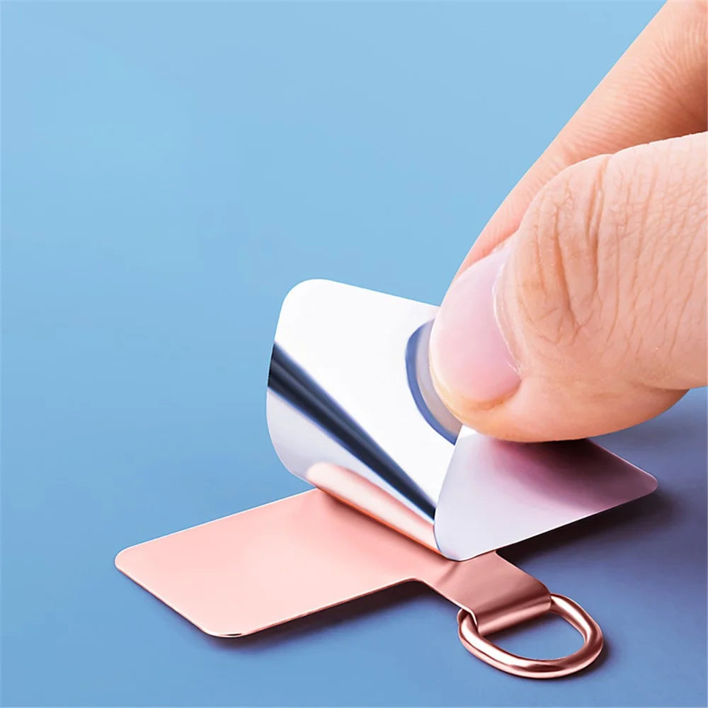 Cell Phone Lanyard Pad Safety Stainless Steel Phone Lanyard Patch - Rose Gold - 2