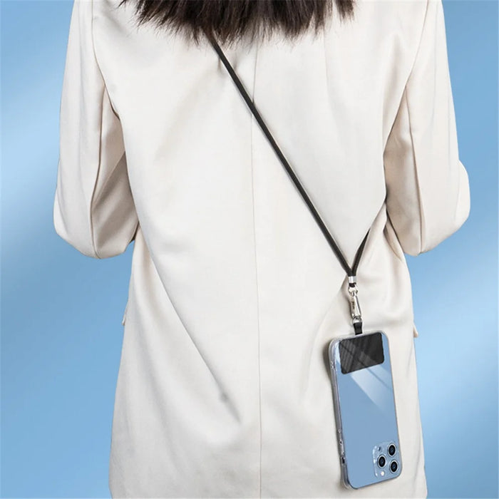 Phone Lanyard Tab Patch Nylon+TPU Safety Cellphone Lanyard Connector - Black - 5