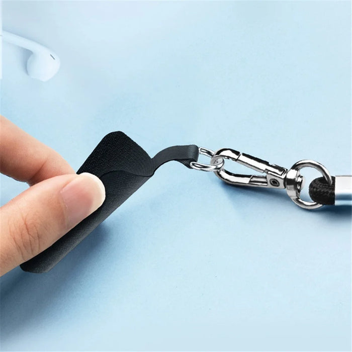 Phone Lanyard Tab Patch Nylon+TPU Safety Cellphone Lanyard Connector - Black - 7