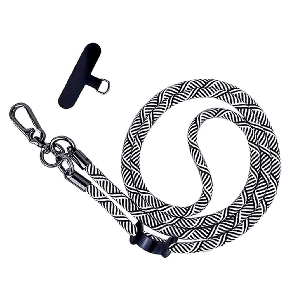 B Style 8mm Phone Lanyard Universal Crossbody Strap with Tether Tab - Black+White - 1