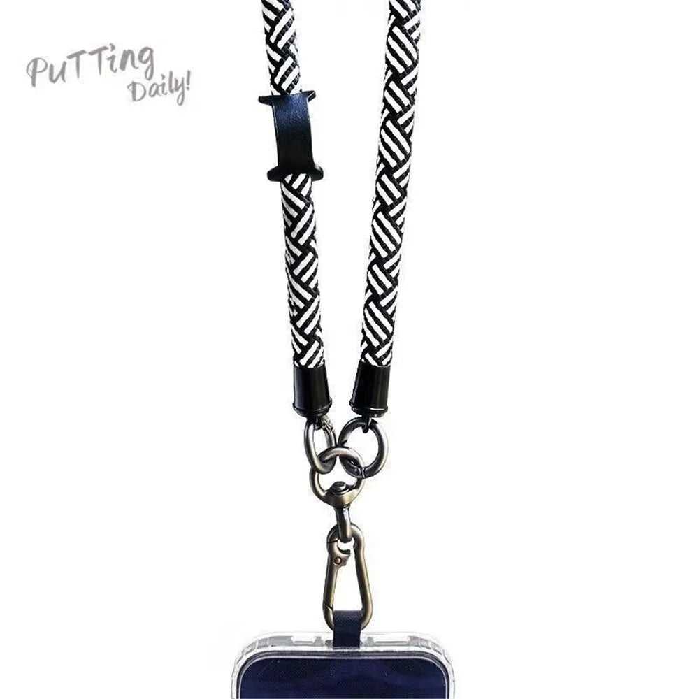 B Style 8mm Phone Lanyard Universal Crossbody Strap with Tether Tab - Black+White - 4