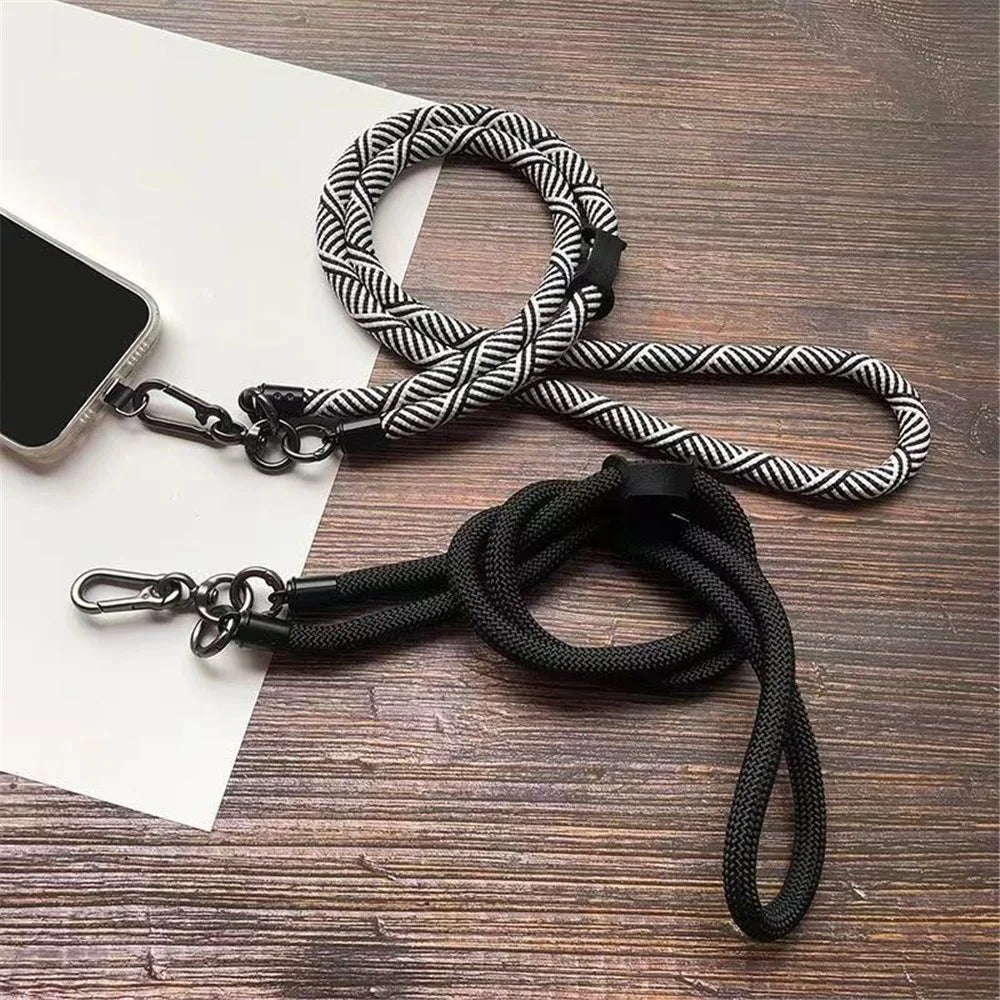B Style 8mm Phone Lanyard Universal Crossbody Strap with Tether Tab - Black+White - 5