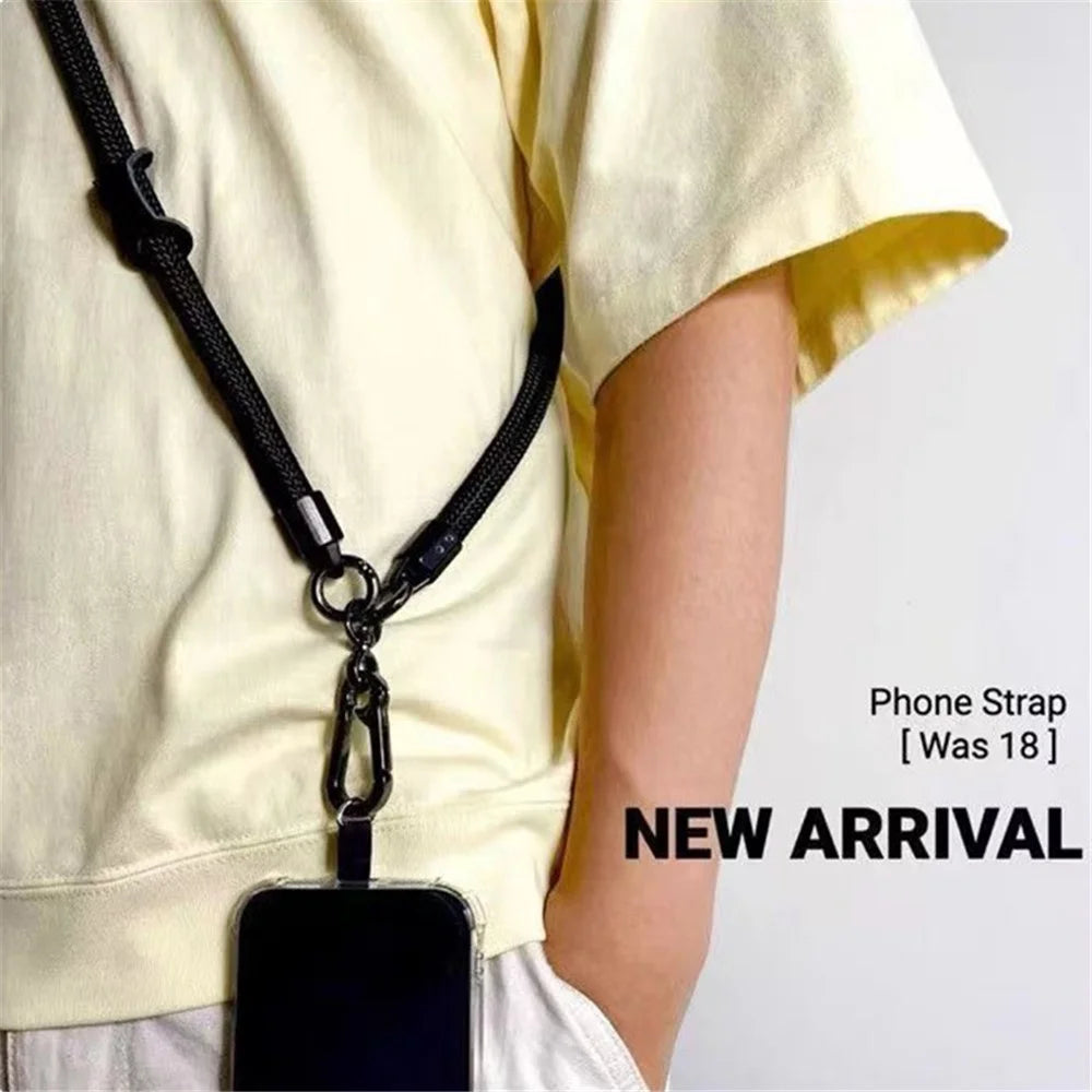 B Style 8mm Phone Lanyard Universal Crossbody Strap with Tether Tab - Black+White - 6