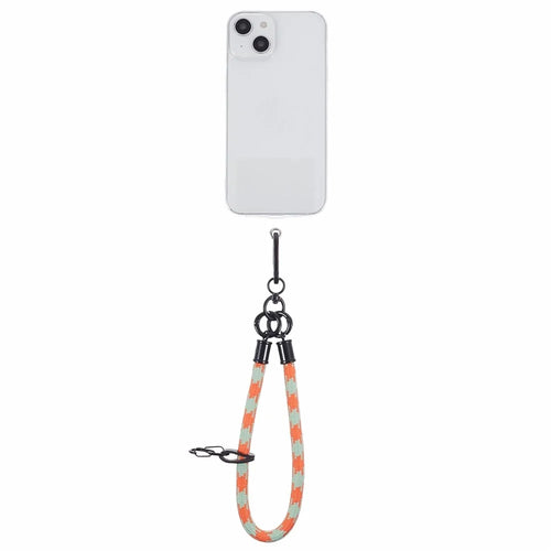 8mm 30cm Phone Wrist Strap Dual Color Short Lanyard with Patch for Camera ID Badge Keys - Orange+White - 1