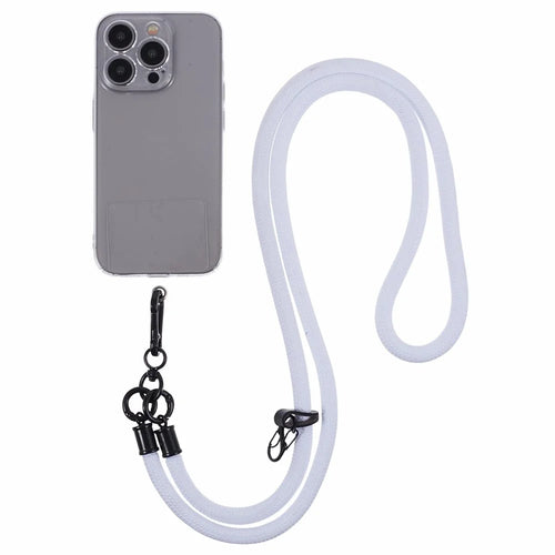 Style A Phone Strap 8mm Universal Nylon Phone Neck Lanyard with Clear Patch - White - 1