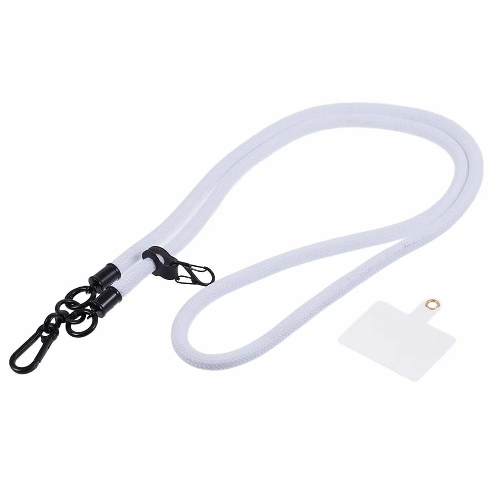 Style A Phone Strap 8mm Universal Nylon Phone Neck Lanyard with Clear Patch - White - 2