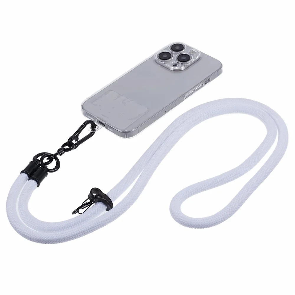 Style A Phone Strap 8mm Universal Nylon Phone Neck Lanyard with Clear Patch - White - 3
